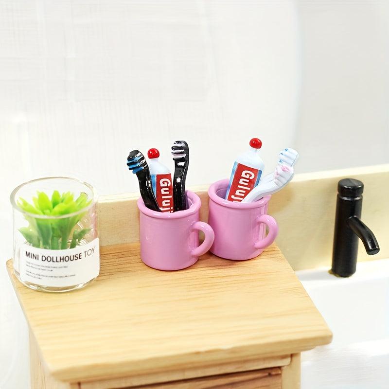 1pc Toothpaste & Toothbrush Set for Doll House Furniture