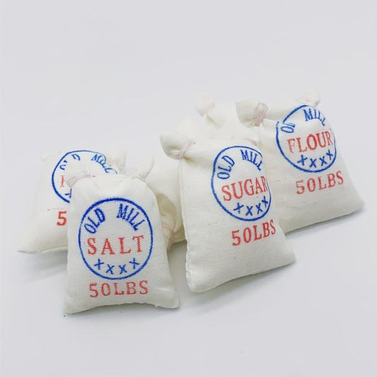 3pc Dollhouse Kitchen Food Play Set with Flour, Salt, Sugar Bags