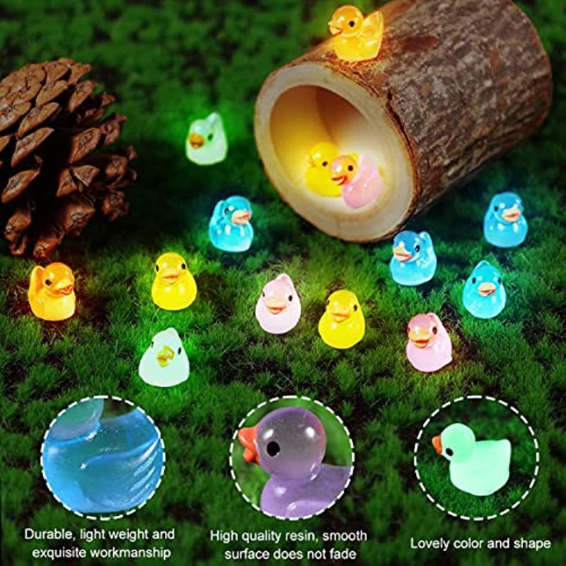 Luminous Mini Ducks for Aquarium Landscape Dollhouse