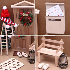 15Pcs Dollhouse Christmas Decor Mini Tree Wreath Light Hat Scene Model DIY