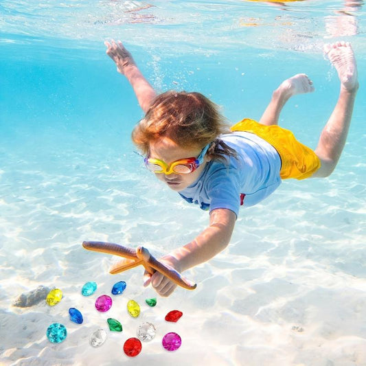40pcs Diving Gems Pool Toys Large Acrylic Gems Pirate Treasure Chest