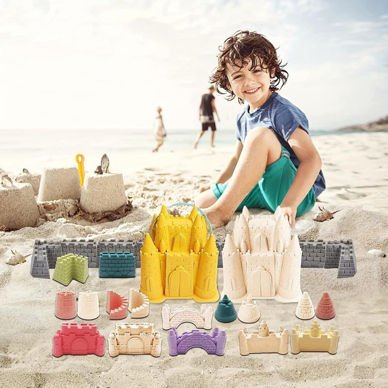13pcs Beach Sand Castle Kit Sand Toys For Kids Outdoor Fun Castle Bucket Molds