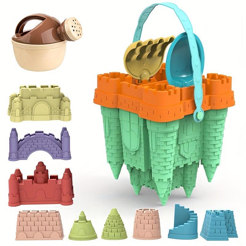 13pcs Beach Sand Castle Kit Sand Toys For Kids Outdoor Fun Castle Bucket Molds