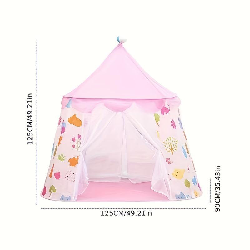 Kids' Princess Castle Play Tent with Cartoon Plant Design