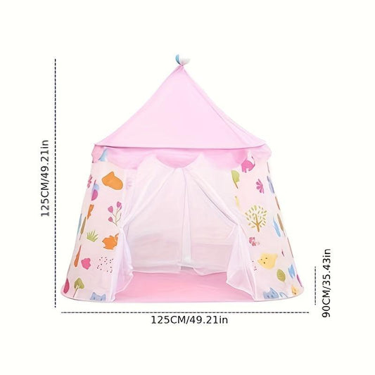 Kids' Princess Castle Play Tent with Cartoon Plant Design