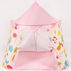 Kids' Princess Castle Play Tent with Cartoon Plant Design