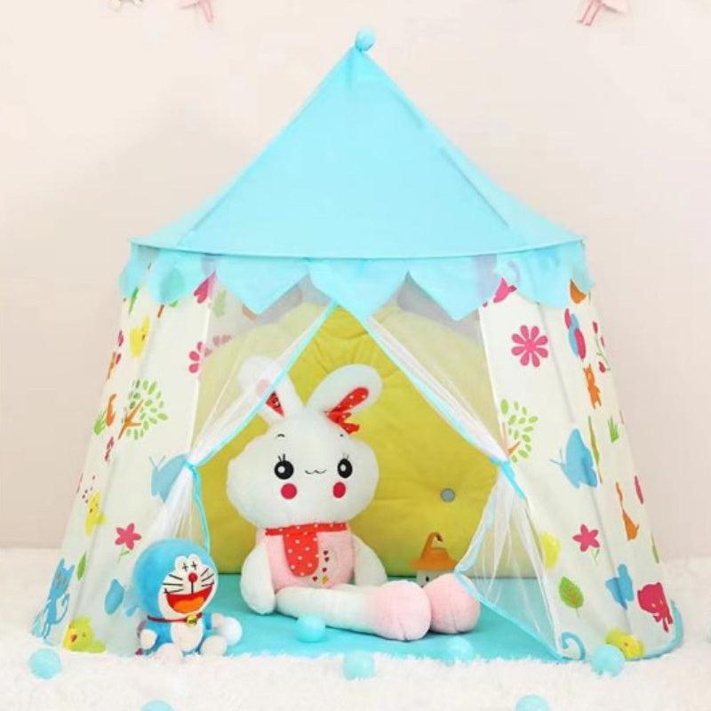 Kids' Princess Castle Play Tent with Cartoon Plant Design