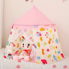 Kids' Princess Castle Play Tent with Cartoon Plant Design