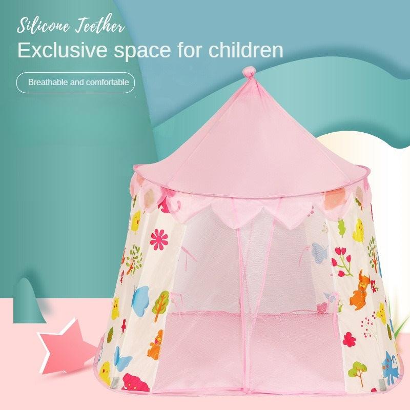 Kids' Princess Castle Play Tent with Cartoon Plant Design