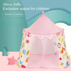 Kids' Princess Castle Play Tent with Cartoon Plant Design
