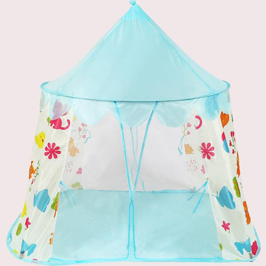 Kids' Princess Castle Play Tent with Cartoon Plant Design