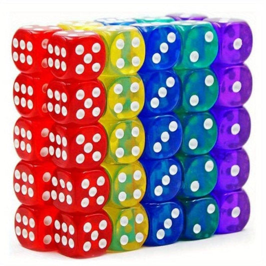 50pcs 14MM Translucent & Solid 6 Sided Game Dice Set 5 Vintage Colors