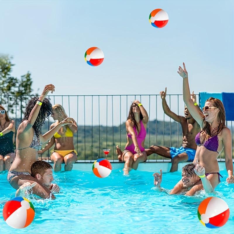 12-Piece Set Inflatable Beach Balls - 12 Inches - Rainbow Colors
