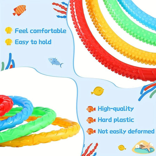 4 Pcs 14cm Kids Diving Toys Ring Toss Set for Swimming Pool