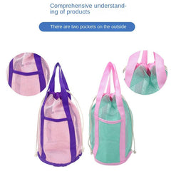 Large Mesh Beach Bag Tote Bucket Net Bag Beach Toy Storage Bag