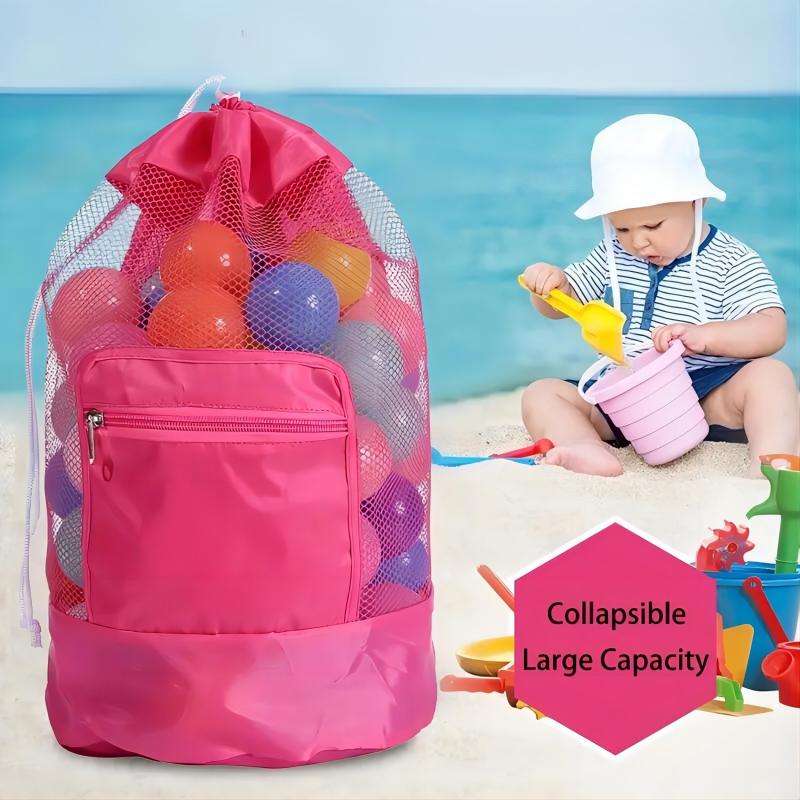 Large Mesh Beach Bag Tote Bucket Net Bag Beach Toy Storage Bag