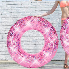 Glitter Swim Ring Inflatable Pool Tube for Kids & Adults