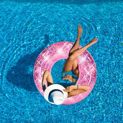 Glitter Swim Ring Inflatable Pool Tube for Kids & Adults