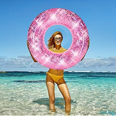 Glitter Swim Ring Inflatable Pool Tube for Kids & Adults