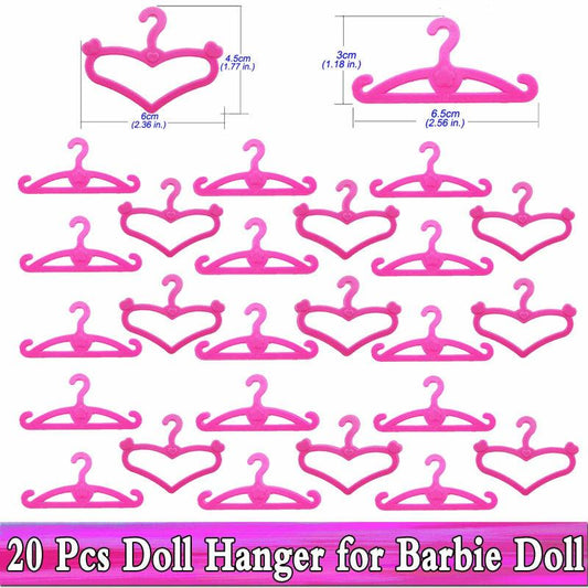 Doll Outfit Set Shoes Boots Mini Dress Handbags Crown Hangers Glasses