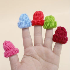 5pcs Mini Woolen Hair Accessories Doll Milk Tea Bottle Knitted Finger Caps