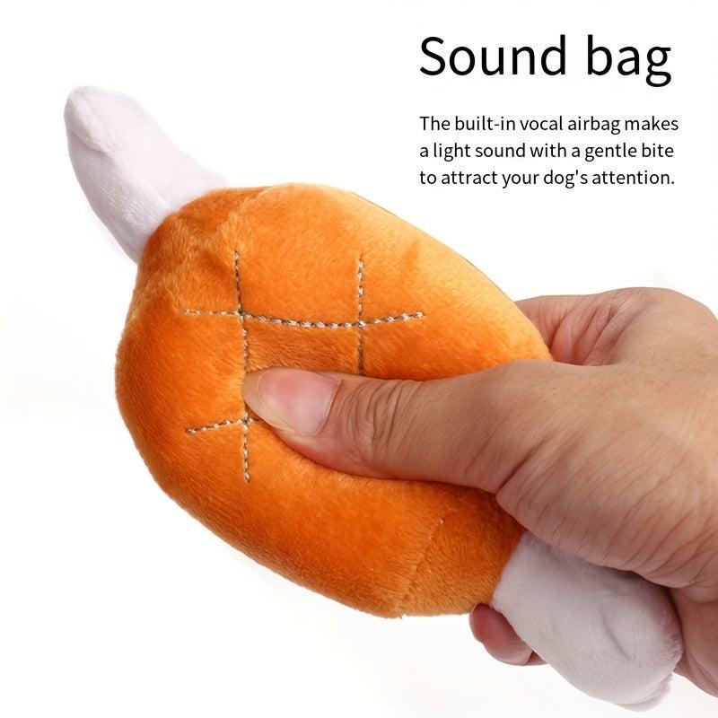 Plush Dog Toy Chicken Leg Bone Squeaker, Fun Boredom Relief Teddy Fado Cat