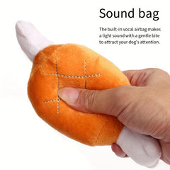 Plush Dog Toy Chicken Leg Bone Squeaker, Fun Boredom Relief Teddy Fado Cat