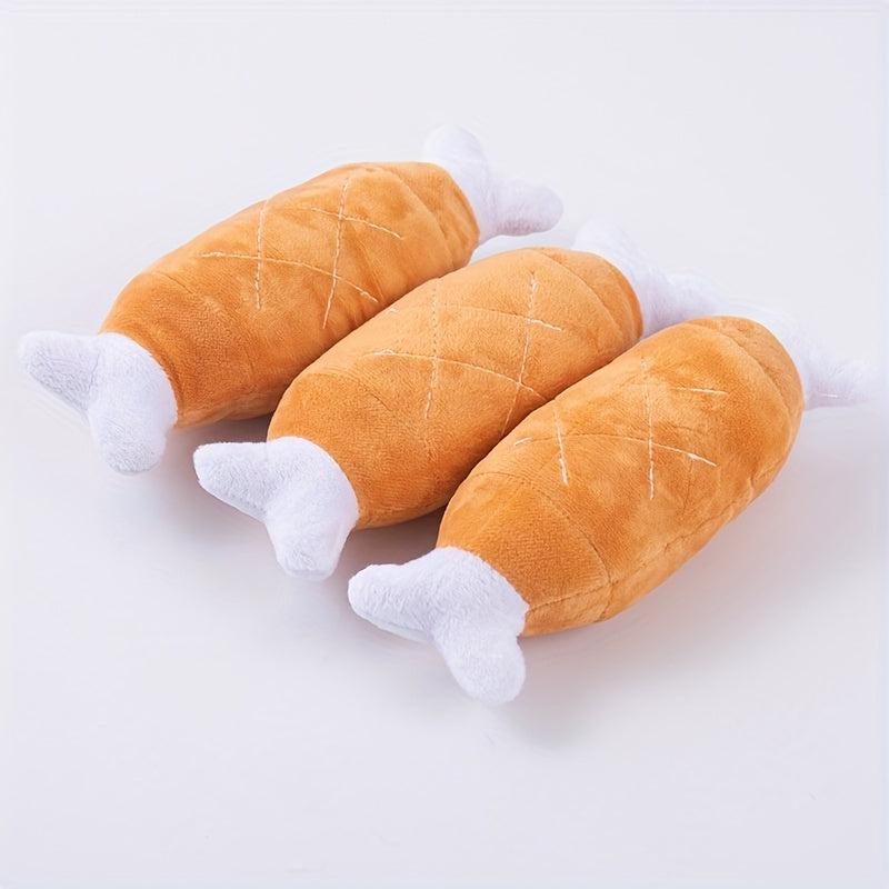 Plush Dog Toy Chicken Leg Bone Squeaker, Fun Boredom Relief Teddy Fado Cat