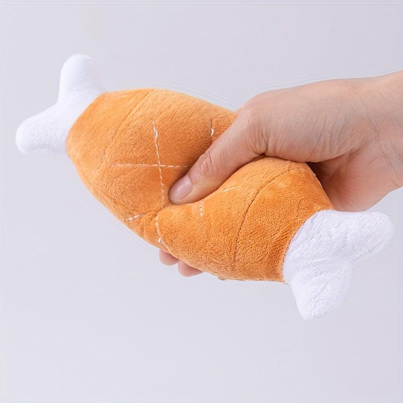 Plush Dog Toy Chicken Leg Bone Squeaker, Fun Boredom Relief Teddy Fado Cat