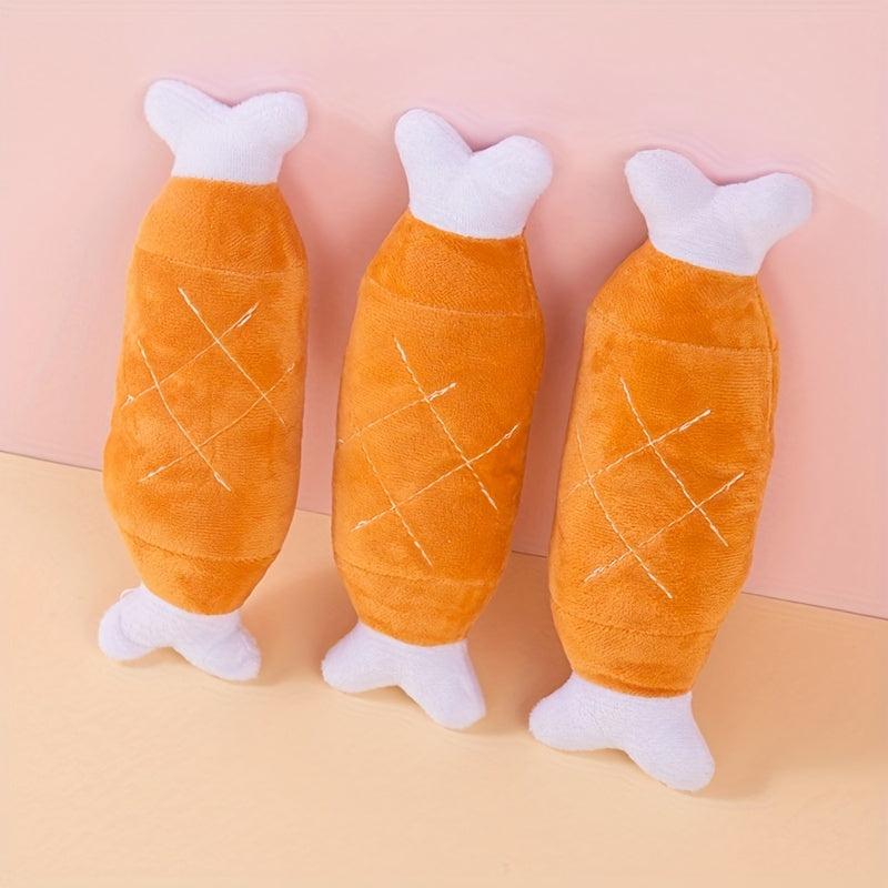 Plush Dog Toy Chicken Leg Bone Squeaker, Fun Boredom Relief Teddy Fado Cat