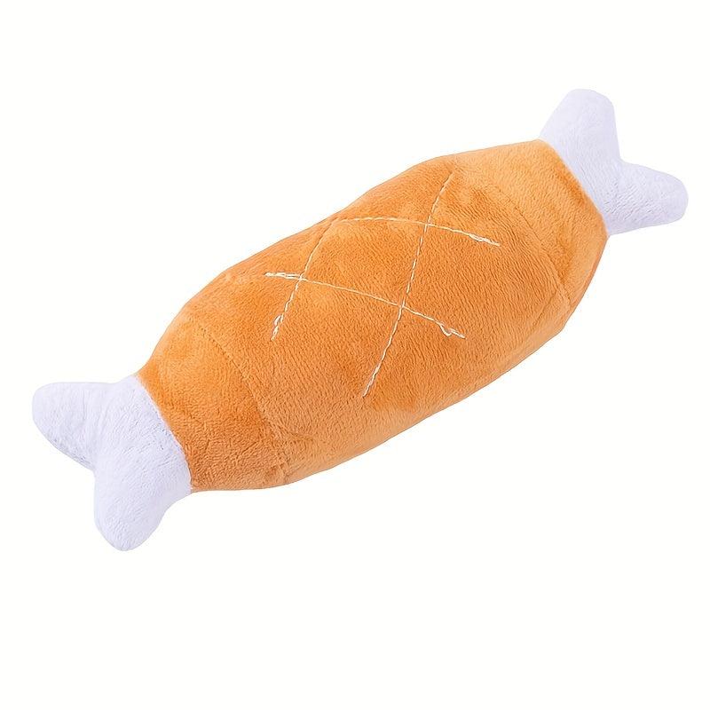 Plush Dog Toy Chicken Leg Bone Squeaker, Fun Boredom Relief Teddy Fado Cat