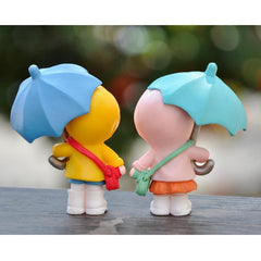 Umbrella Girl Figure Statue Umbrella Couple Micro Landscape Ornaments