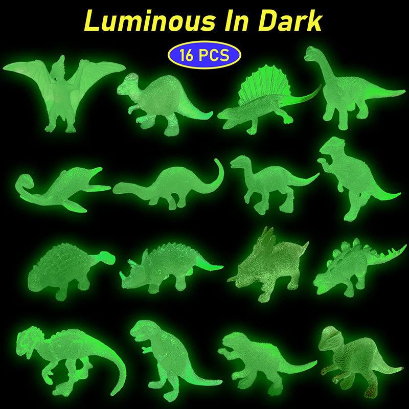 16pcs Mini Luminous Dinosaurs Glow In The Dark Dino Toys