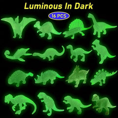 16pcs Mini Luminous Dinosaurs Glow In The Dark Dino Toys