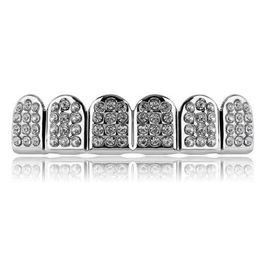 18K Plated Iced Out Diamond Grills Top & Bottom Teeth Braces