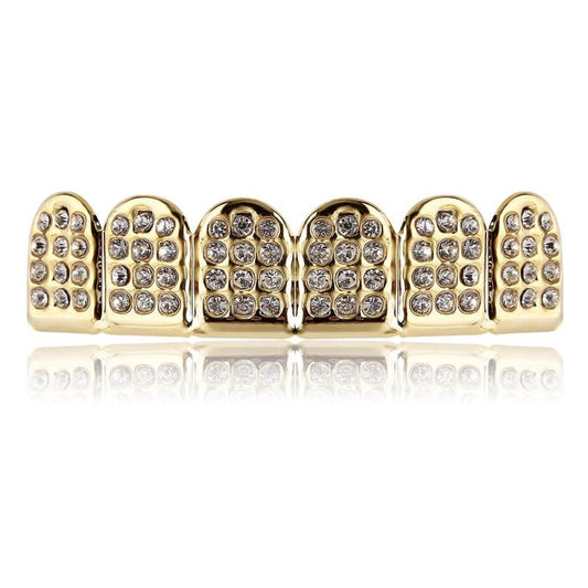 18K Plated Iced Out Diamond Grills Top & Bottom Teeth Braces