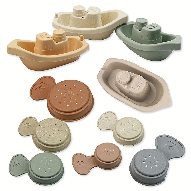 11pcs Floating Boats Bath Toys with Bathing Spoon - Toddler Birthday Gift