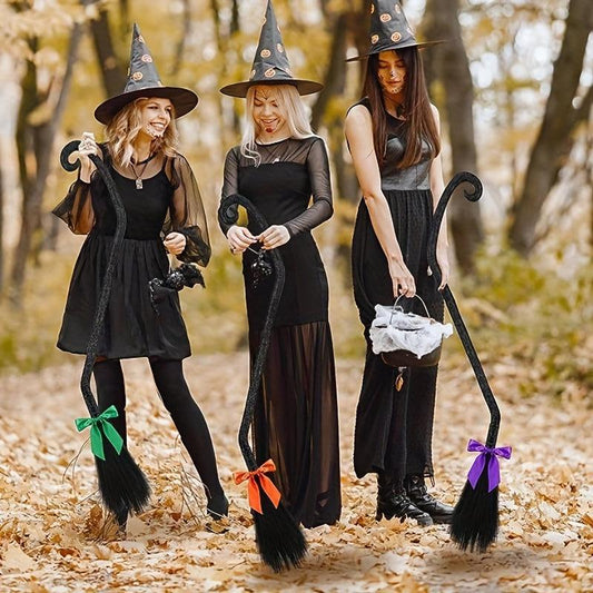 Halloween Witch Broom Props Performance Role playing Party Clothing Decoration