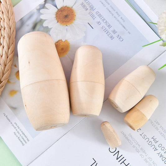 5-Layer Wooden Nesting Dolls DIY Puzzle Toys for Children Home Decor