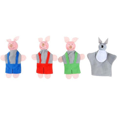3 Little Pigs & Wolf Finger Puppet Toy Set