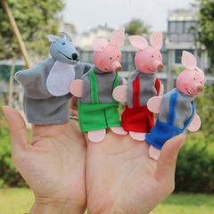 3 Little Pigs & Wolf Finger Puppet Toy Set
