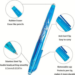 6pcs Erasable Pens Multicolored Ink Rolling Ball Smooth Writing Pens