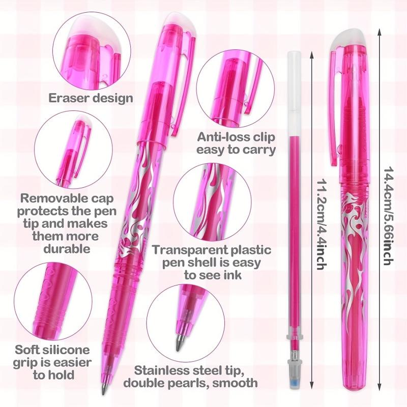 6pcs Erasable Pens Multicolored Ink Rolling Ball Smooth Writing Pens