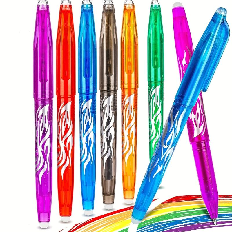 6pcs Erasable Pens Multicolored Ink Rolling Ball Smooth Writing Pens