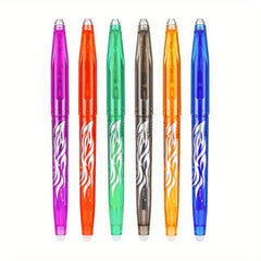6pcs Erasable Pens Multicolored Ink Rolling Ball Smooth Writing Pens