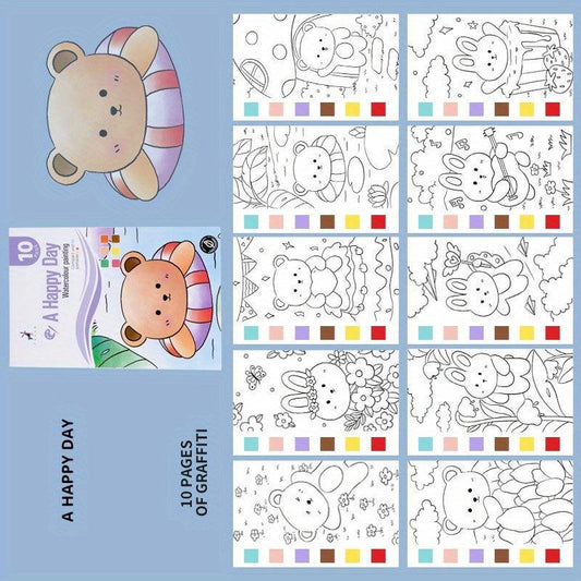 Watercolor Painting Kids Kit Coloring Book Sticky Note Graffiti Picture Book