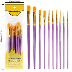 10pcs Painting Pen Watercolor Water Powder Brush Set