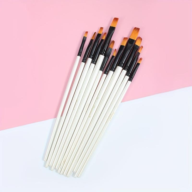 12pcs Pearlescent Wood Rod Nylon Hair Painting Pen Set