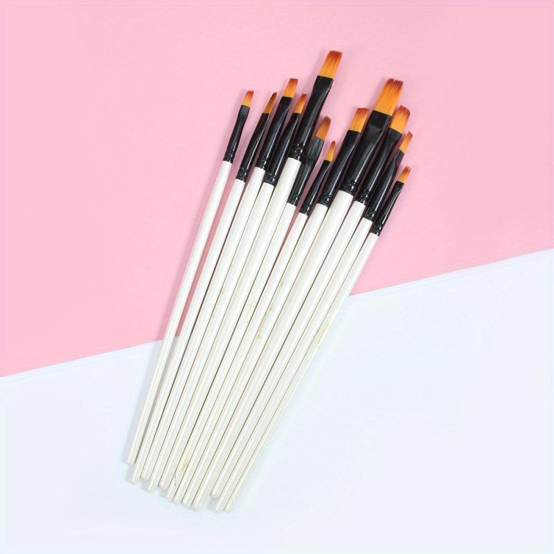 12pcs Pearlescent Wood Rod Nylon Hair Painting Pen Set