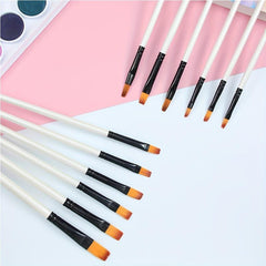 12pcs Pearlescent Wood Rod Nylon Hair Painting Pen Set